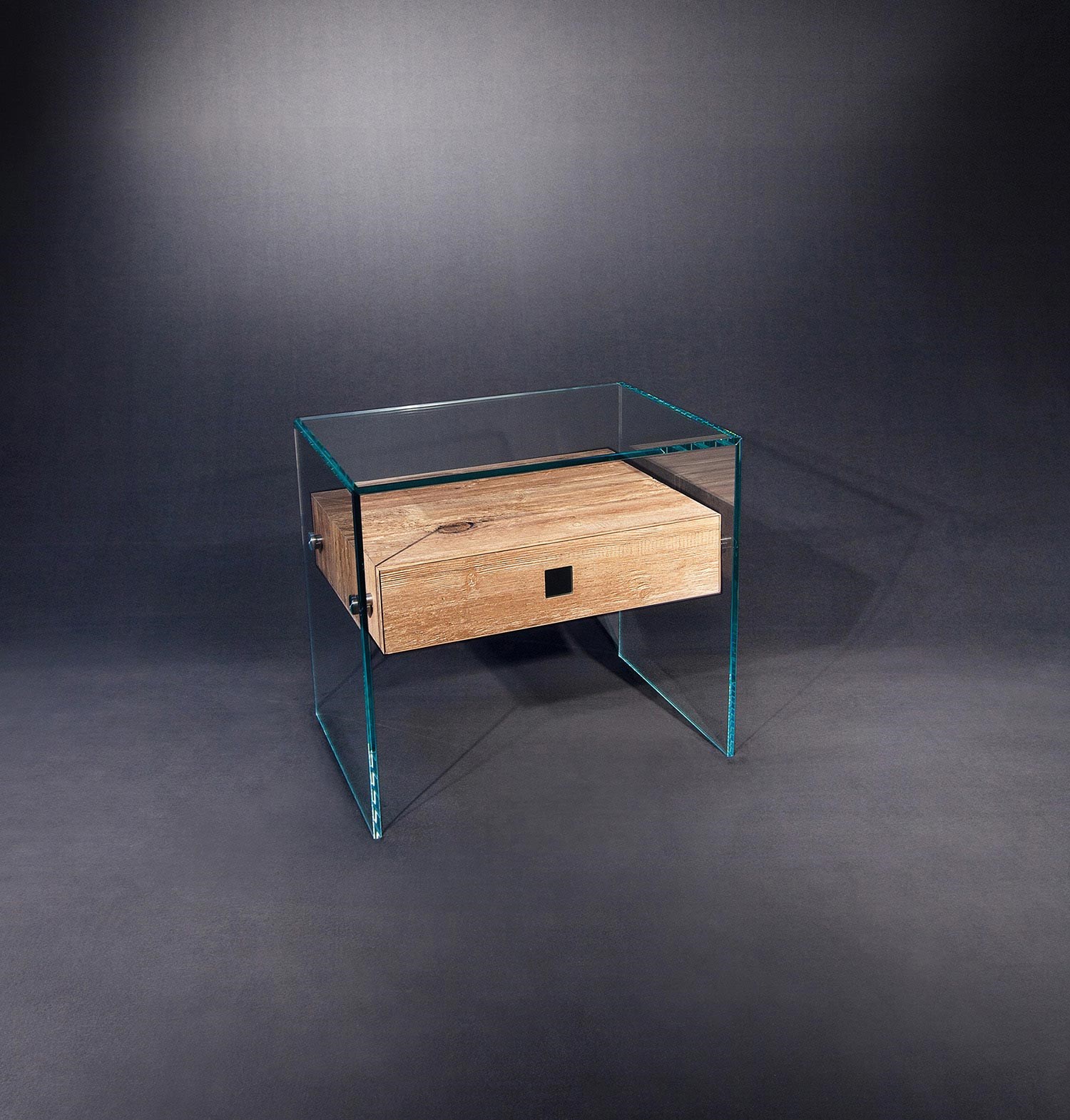 Nachttisch aus Massivholz-Schublade PURE WOOD von DREIECK DESIGN: OPTIWHITE - Holz amber