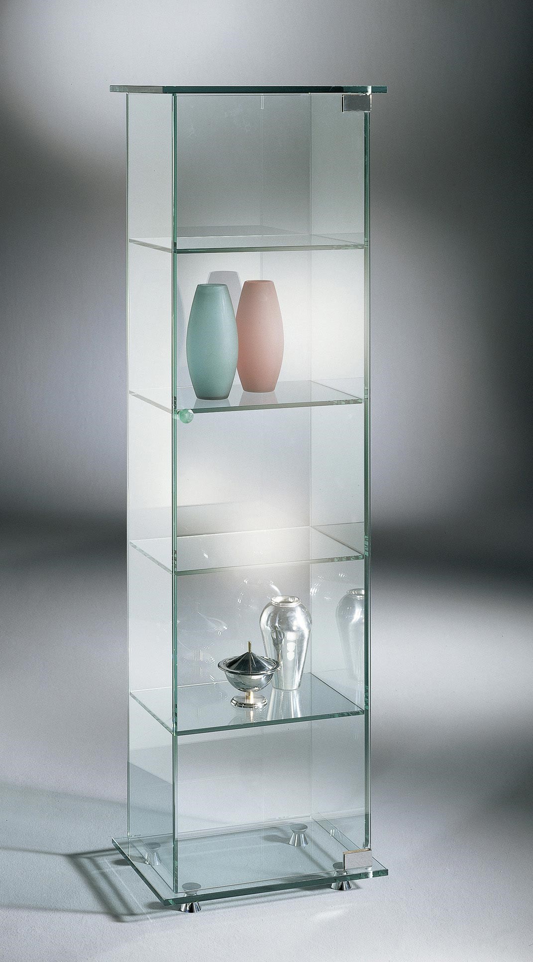 Glass cabinet CASTEL by DREIECK DESIGN: C IV - door hinged on right side - FLOATGLASS