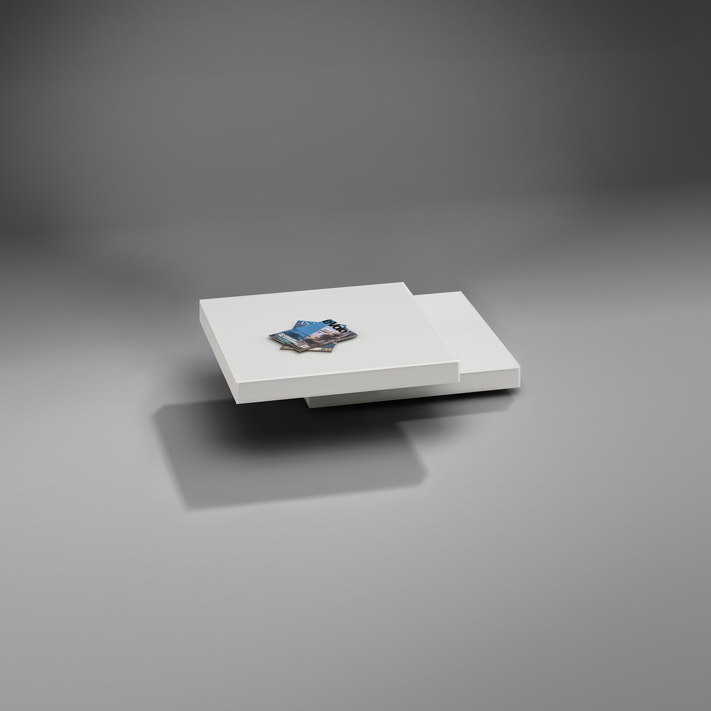 Turnable glass coffee table URANUS 100 by DREIECK DESIGN: OPTIWHITE velvetcolor - pure white