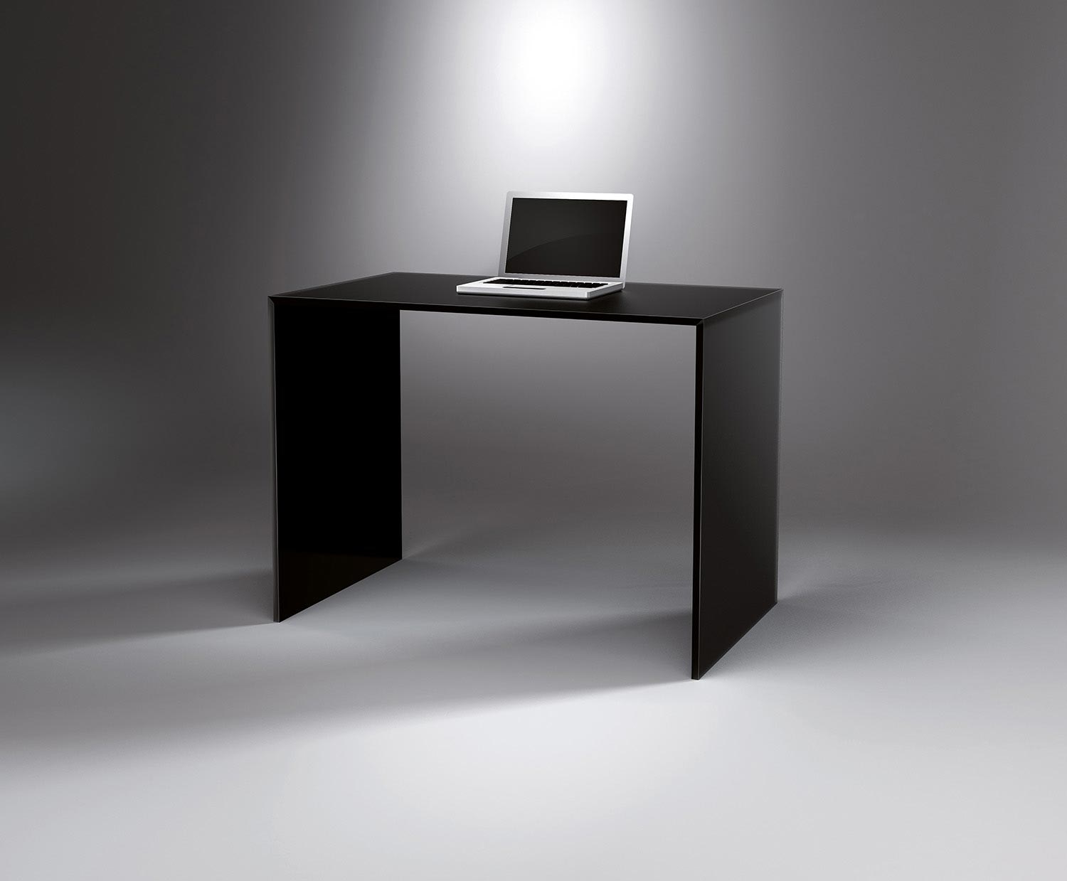 Glass desk JANUS T by DREIECK DESIGN - FLOATGLASS velvet color jetblack