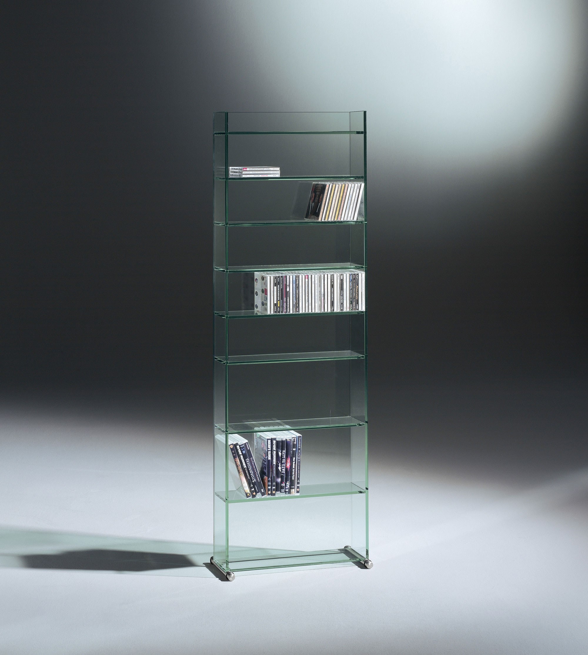 Glass CD shelf DC 360 T in floatglass by DREIECK DESIGN