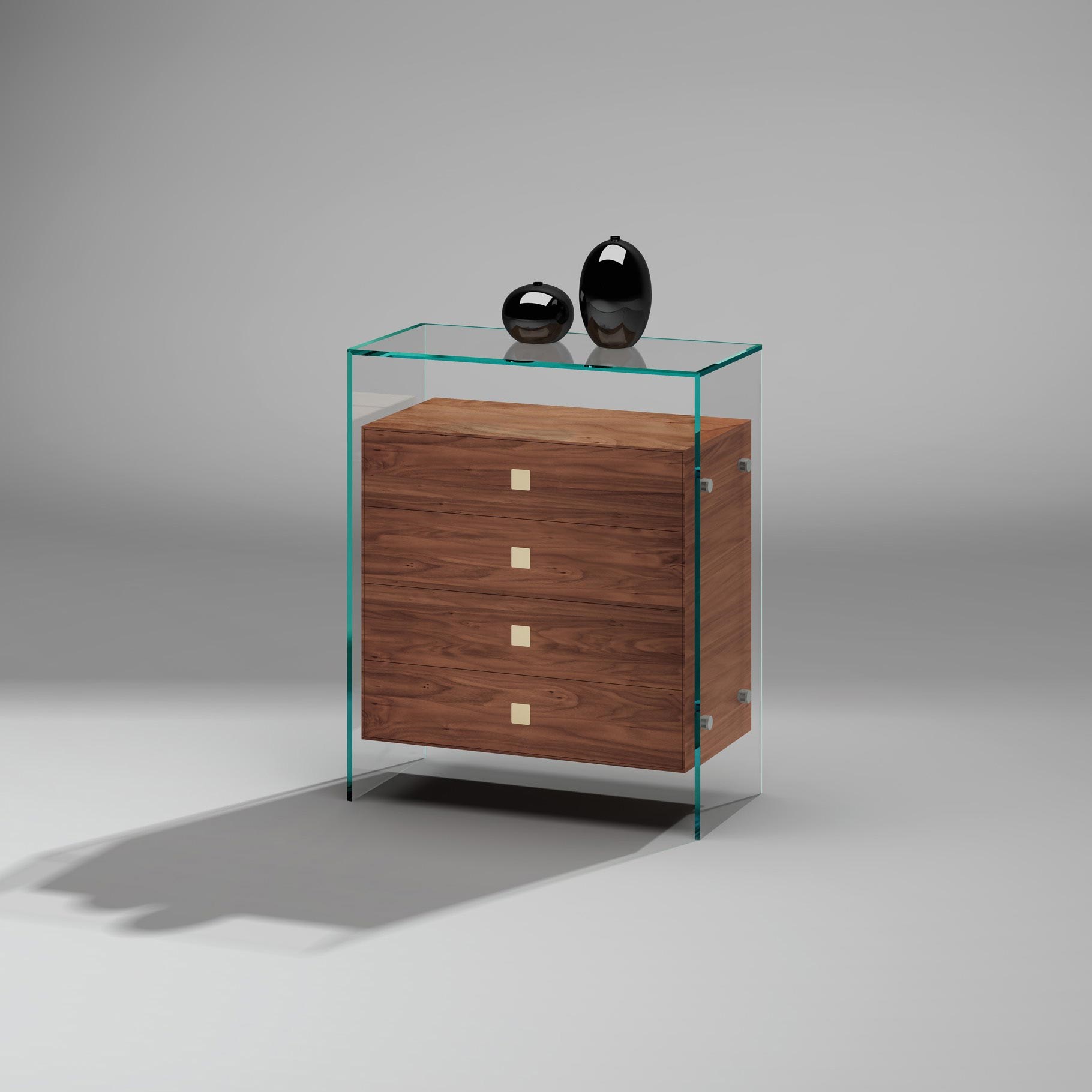 Solid wood commode FUSION wood 84 by DREIECK DESIGN: OPTIWHITE + solid wood walnut