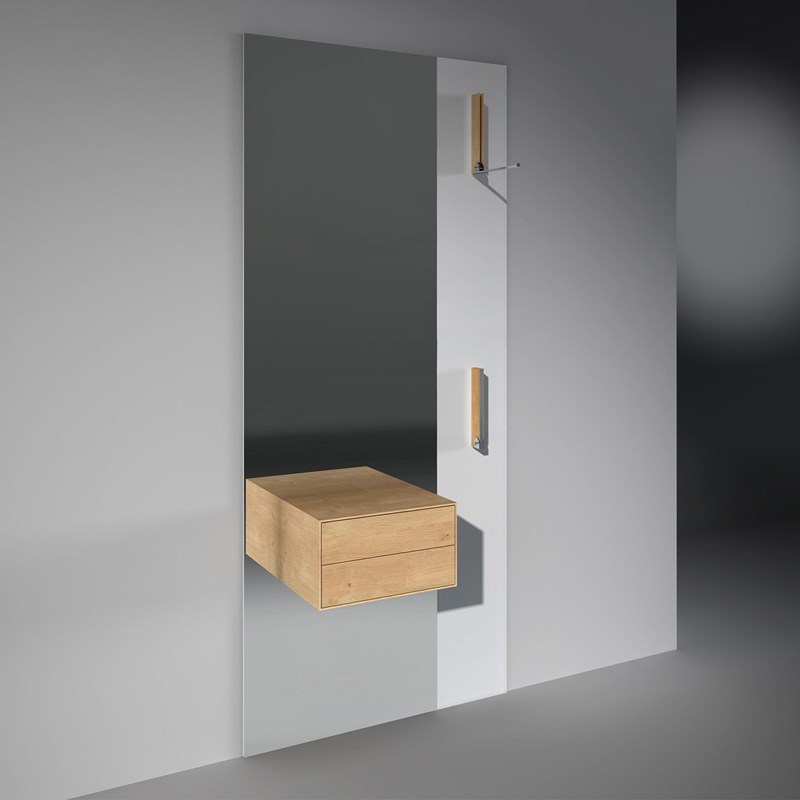 Wardrobe with drawers FLY by DREIECK DESIGN - 200 x 31 x 85 cm - white lacquered - drawers solid wood oak