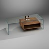 FLY coffee table by DREIECK DESIGN - Optiwhite glass - solid wood walnut - back view