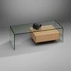 FLY coffee table by DREIECK DESIGN - Floatglass - solid wood oak - front view