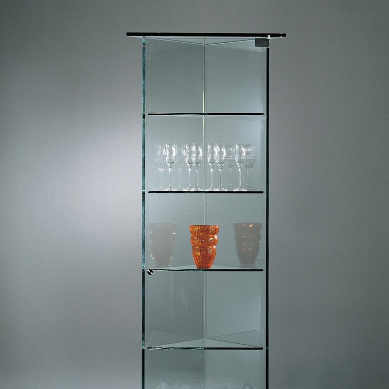 Glass cabinet CASTEL by DREIECK DESIGN: C V E - doof hinges on right side - FLOATGLASS