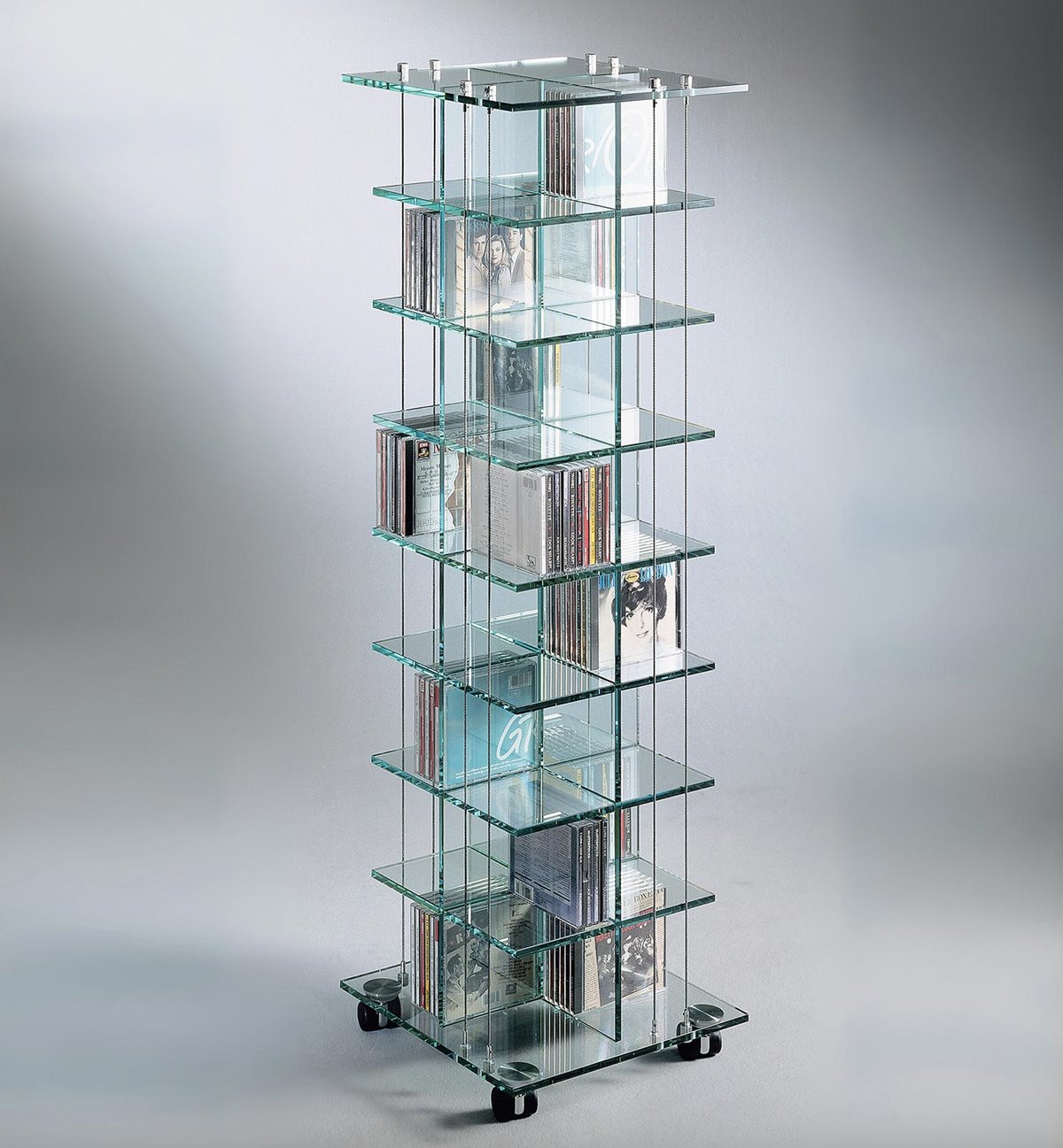 Glass CD rack from DREIECK DESIGN: CD 448 - Floatglass