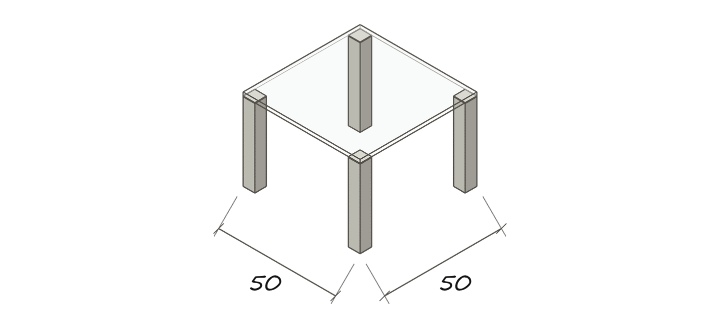Dimension drawing QUADRO 50 × 50 cm