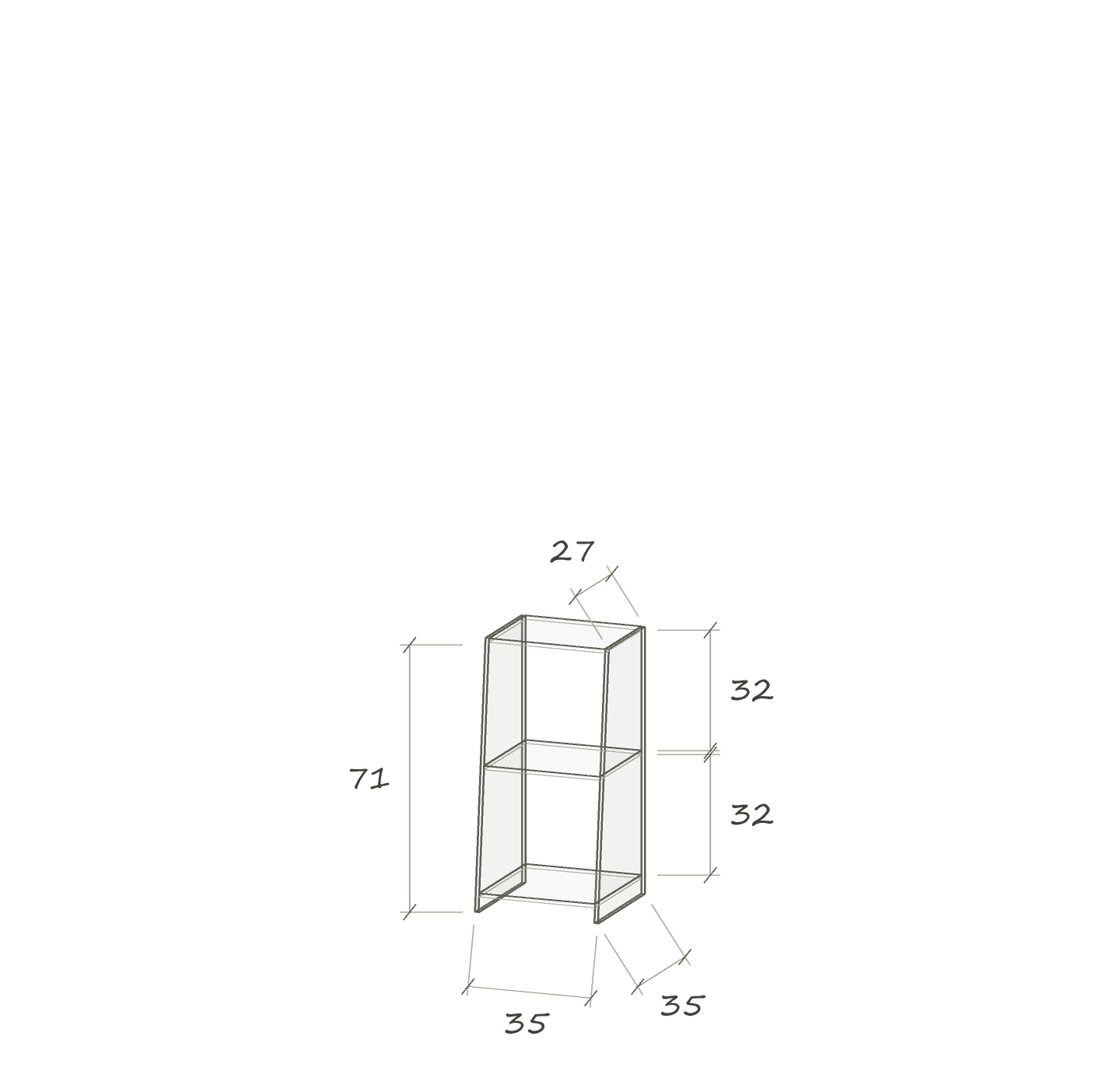 T I S · 35 × 35 × 71 cm · Schräg · 35 cm breit · Maße in cm
