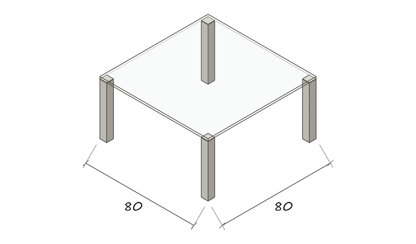Dimension drawing QUADRO 80 × 80 cm