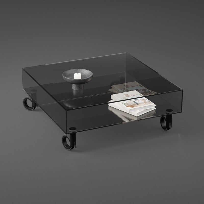 Rollbarer Couchtisch aus Glas von DREIECK DESIGN kaufen