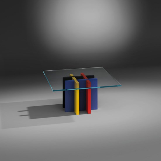 MONDRIAN Couchtisch aus Glas und Holz