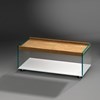 Rollbarer Glascouchtisch mit Holztablett SERVA von DREIECK DESIGN: TRAY 100 - Optiwhite - color reinweiss - zwei abnehmbare Tabletts Eiche