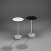 Glass side table ROTON with concrete foot by DREIECK DESIGN - Optiwhite - clear + satinatedvelvet color jet pure white + color jet black