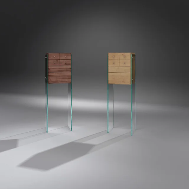 FLAIR 39: Seitenwangen OPTIWHITE  + Massivholz Nussbaum / Eiche