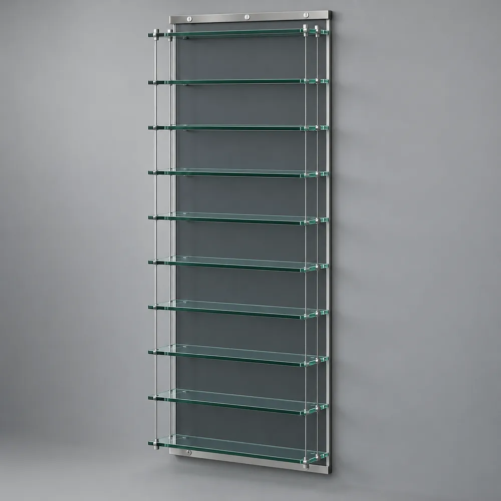 CD WALL SHELVES · CD 432 · Floatglas Samtcolor · Anthracite grey RAL 7016 · material illustration