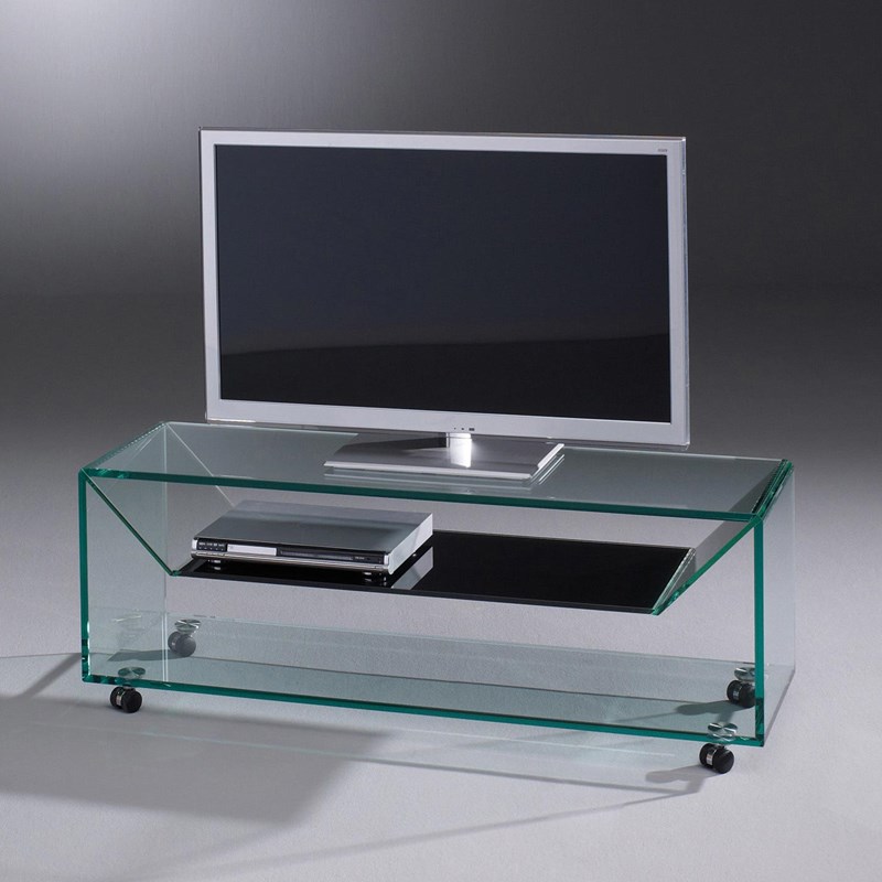 Fernsehwagen aus Glas mit Rollen von DREIECK DESIGN kaufen