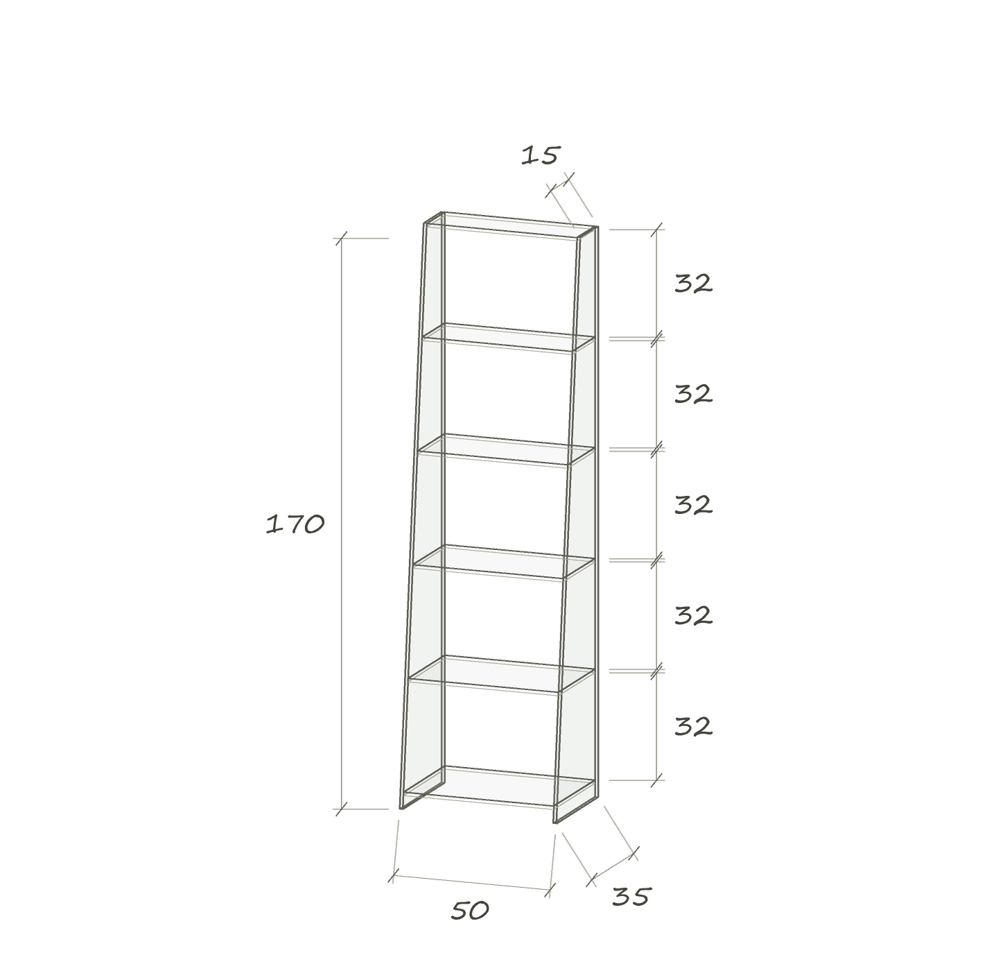 T IV Sb · 50 × 35 × 170 cm · Schräg · 50 cm breit · Maße in cm