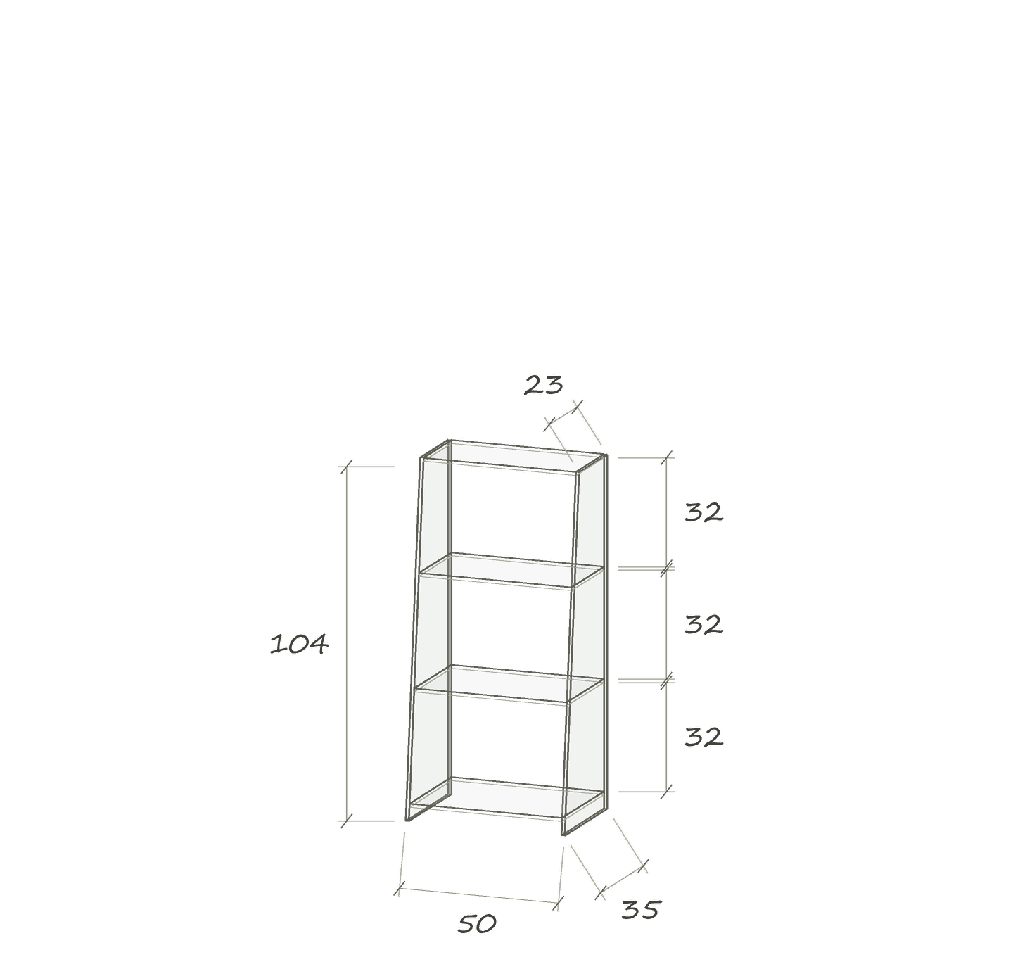 T II Sb · 50 × 35 × 104 cm · Schräg · 50 cm breit · Maße in cm