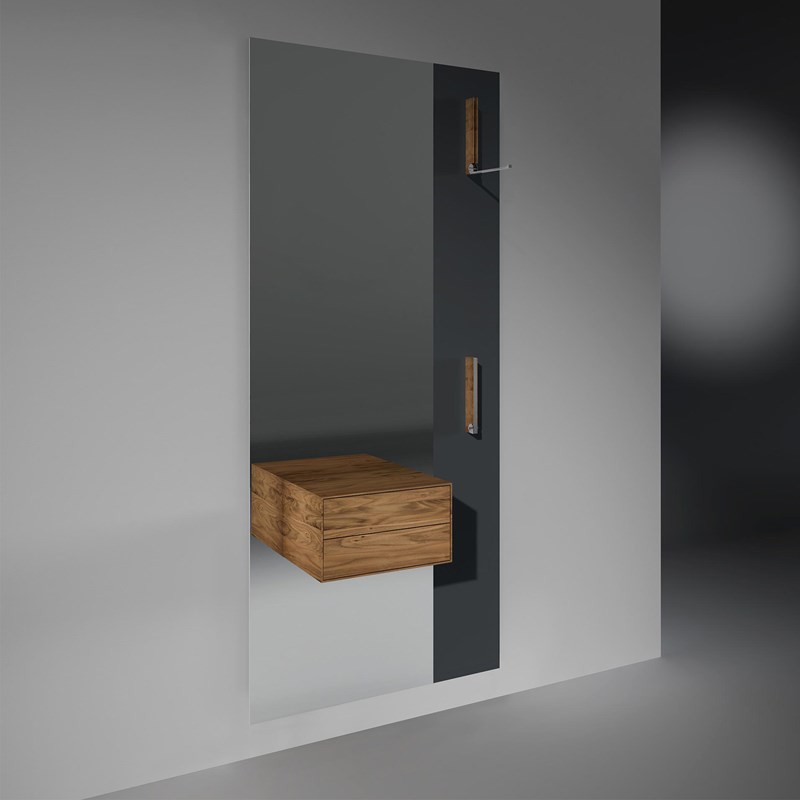 Wardrobe with drawers FLY by DREIECK DESIGN - 200 x 31 x 85 cm - anthracite grey lacquered - drawers solid wood walnut