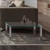 Coffee table in glass and stainless steel - QUADRO 2740 and 9640 - glass Optiwhite clear - table feet stainless steel brushed