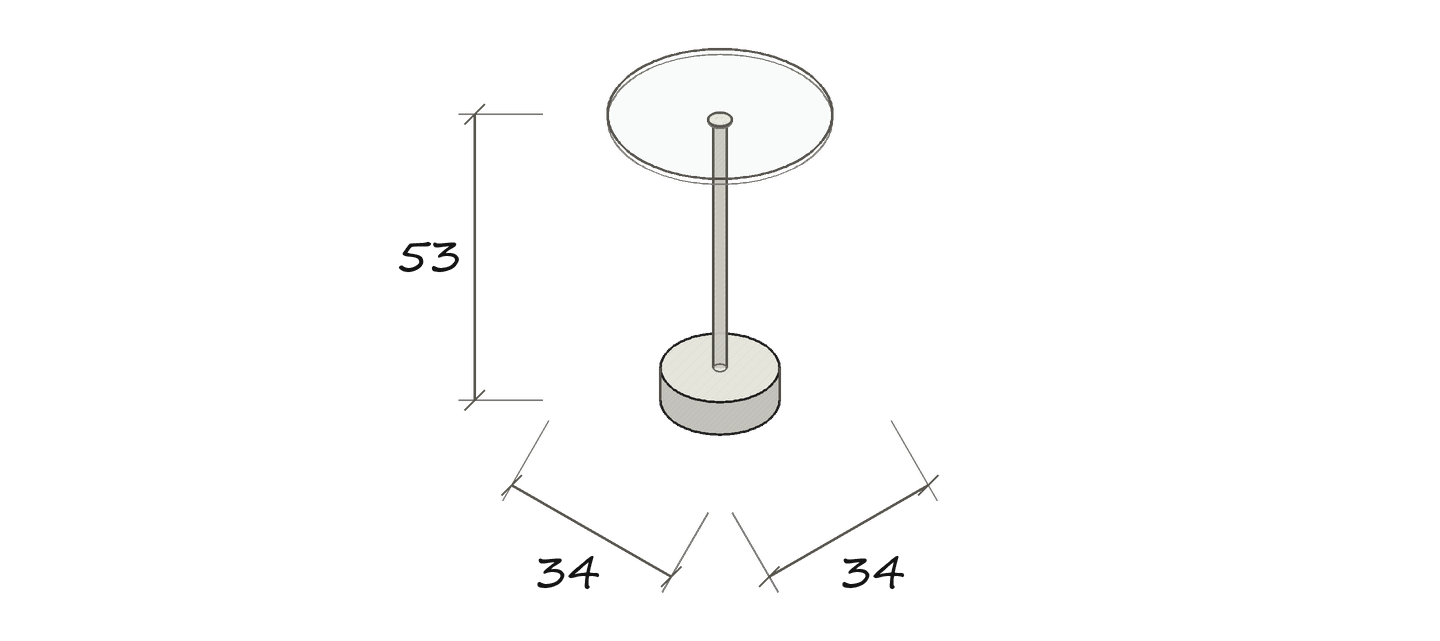 ROTON · Maßskizze im Planungsstil · ROTON · Ø 34 · 53 cm
