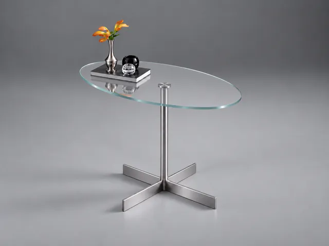 LIDO Glasbeistelltisch ellipse · Eisenarmes Optiwhite · Klar · Materialillustration