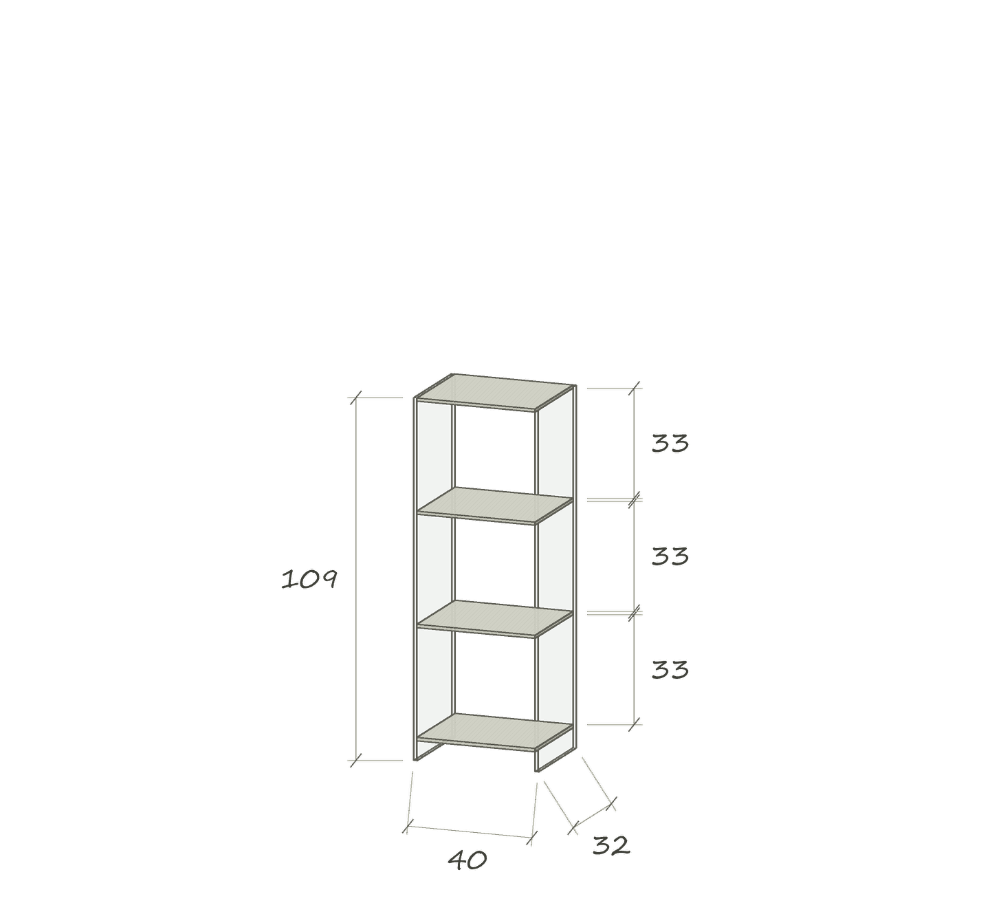 To II · 40 × 32 × 109 cm · Optiwhite · Color or Samtcolor · Dimensions in cm