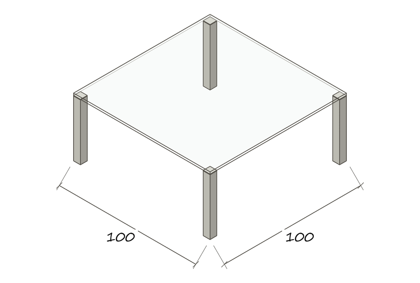 Dimension drawing QUADRO 100 × 100 cm