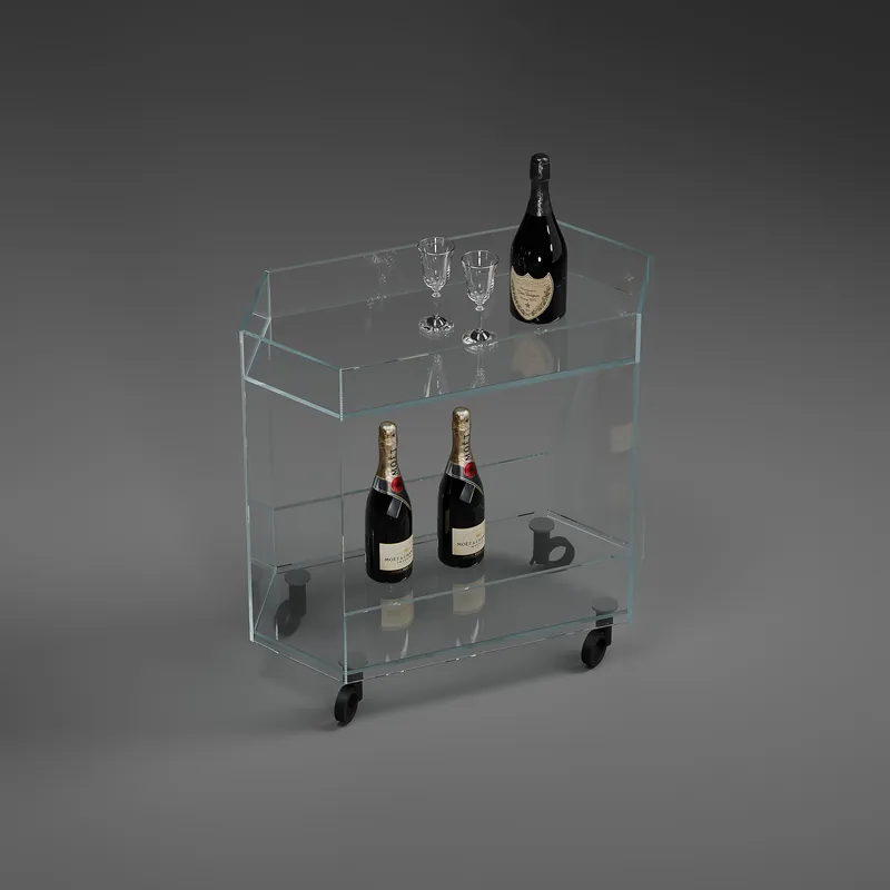 Bar trolley EXAGON - Glass Optiwhite Clear
