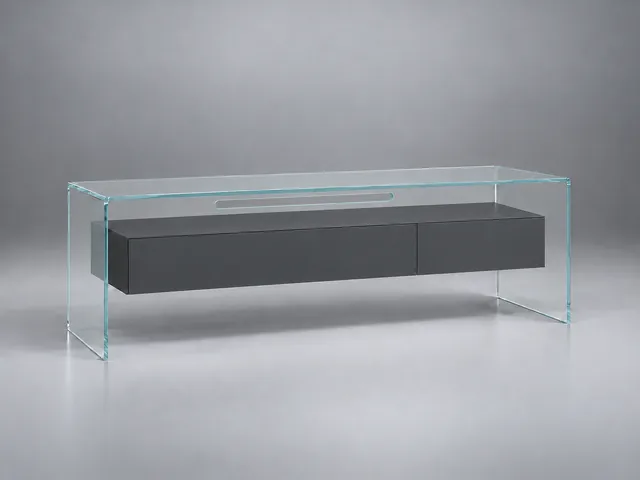 FLY TV 127 · Optiwhite MDF · seidenmatt · Materialillustration