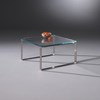 Glass coffee table DAVIS by DREIECK DESIGN: D 7740 - OPTIWHITE clear - table feet stainless steel brushed