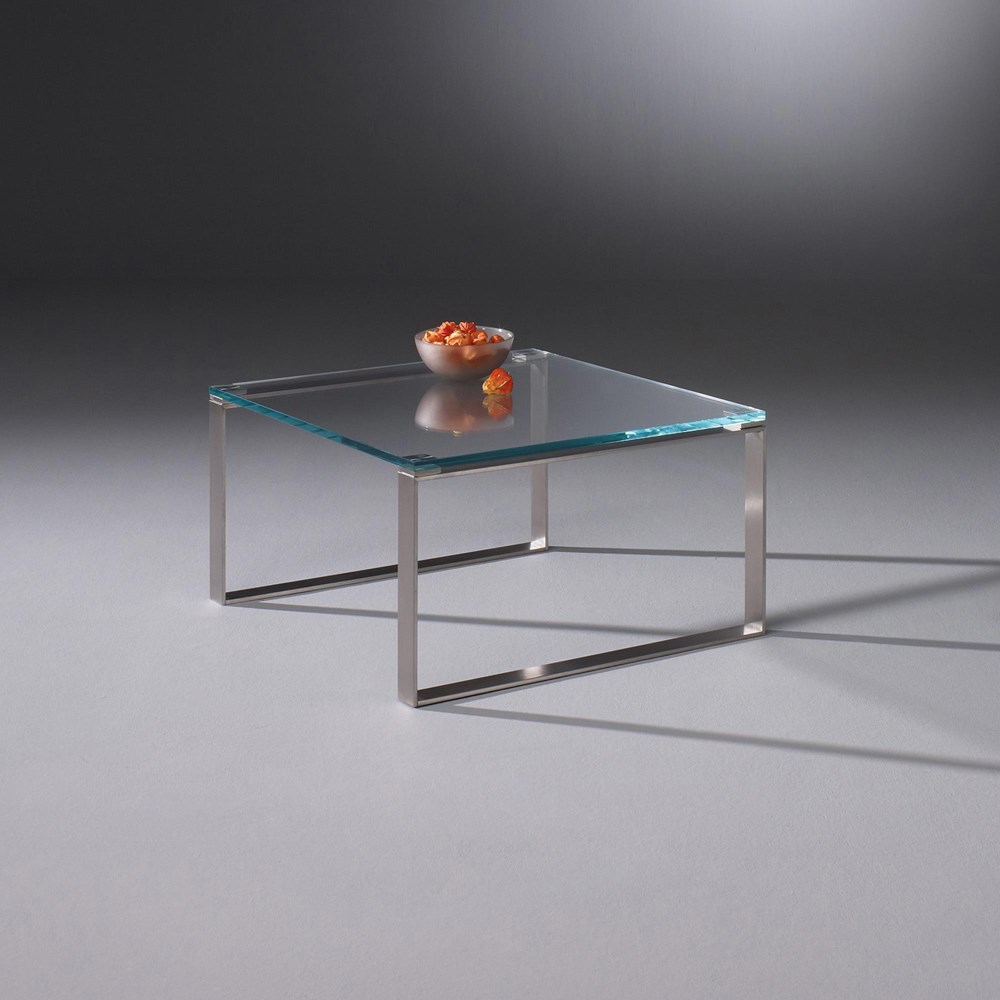 Couchtisch aus Glas mit Edelstahl Untergestell DAVIS