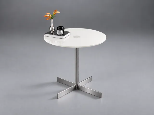 LIDO Glasbeistelltisch rund · Eisenarmes Optiwhite · Color · glänzend · Reinweiß RAL 9010 · Materialillustration