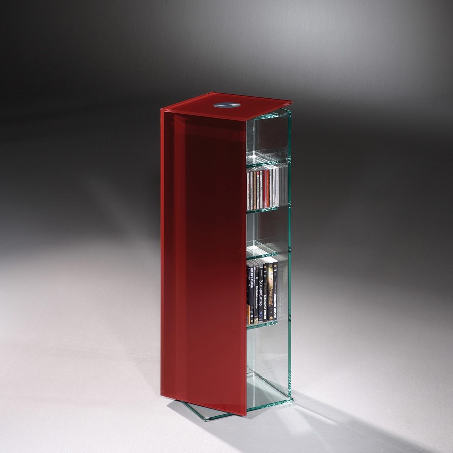 Verschließbarer und drehbarer CD Ständer CUBE aus Glas von DREIECK DESIGN