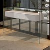 Glass console table FLY 127 by DREIECK DESIGN - Floatglass - drawer element MDF silk mat pure white