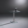 Glass table QUADRO SOLO by DREIECK DESIGN: QS 7774 OW k - OPTIWHITE  clear - table feet stainless steel brushed