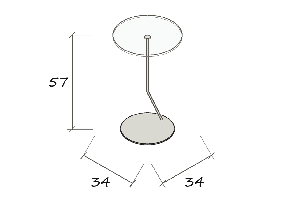 DISC · Dimension drawing in an illustrative style · DISC · Ø 34 · 57 cm