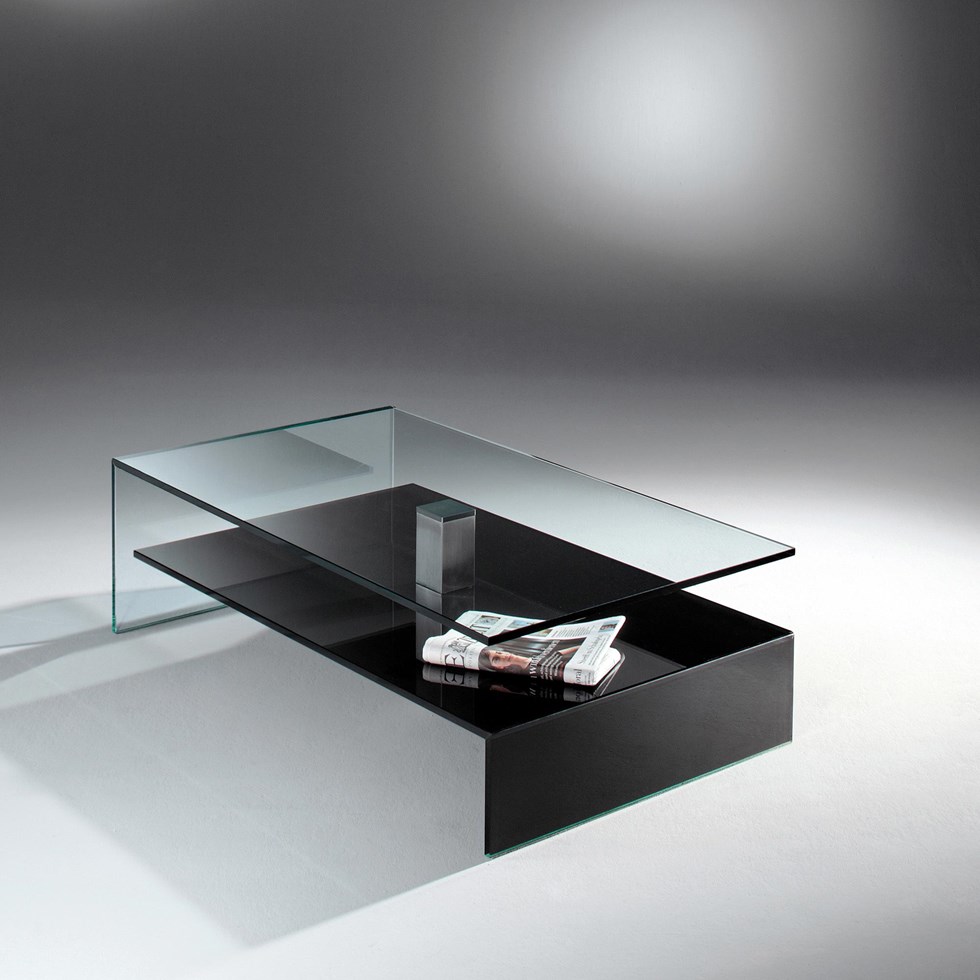 Schwarzer Couchtisch aus Glas NUO