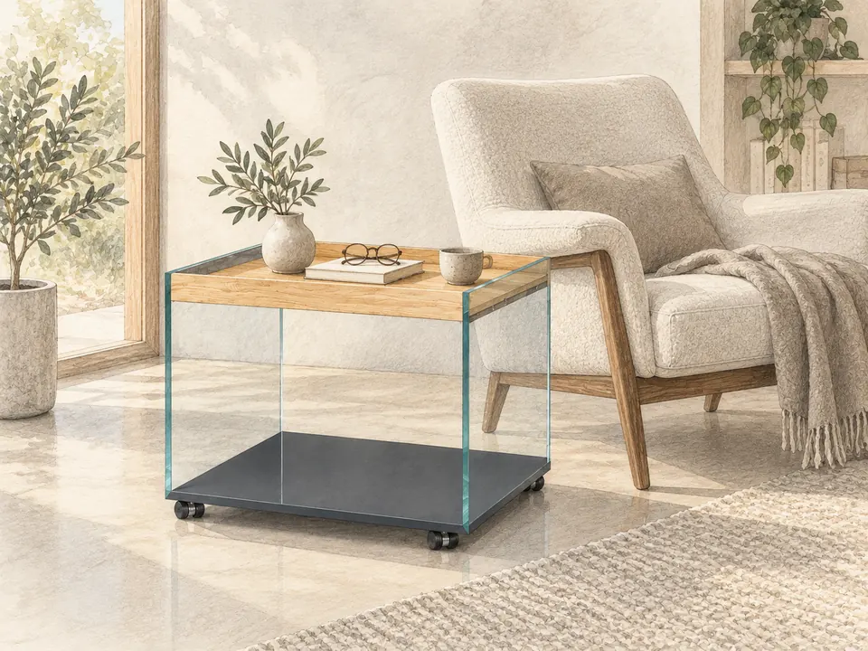 TRAY · Artistic setting illustration; indicative proportions