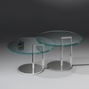 Glass coffee table NEX by DREIECK DESIGN: Optiwhite clear - base glossy chromed
