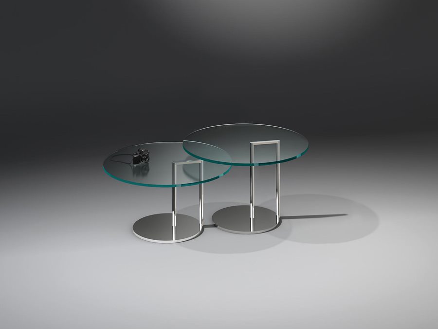 Runder Glascouchtisch NEX mit zentralem Metallfuß