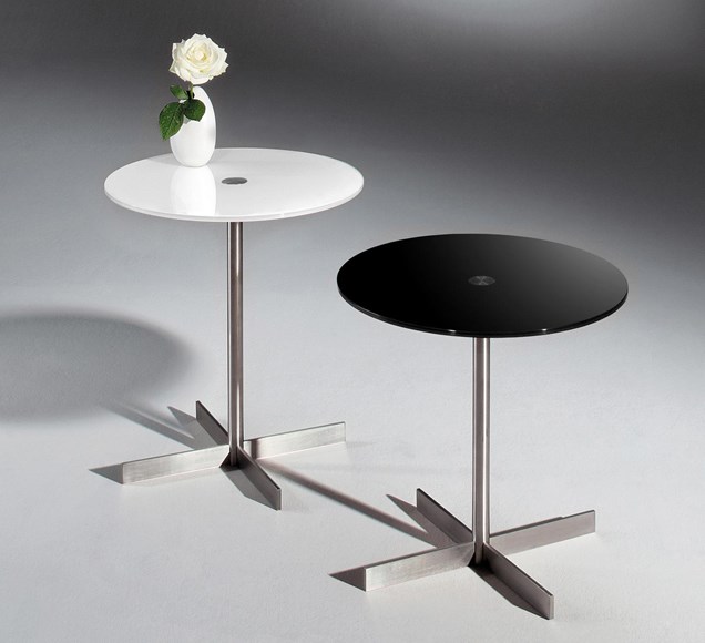 Runde Beistelltische aus Glas & Chrom