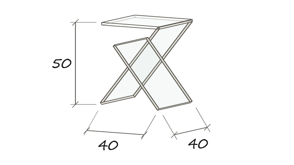 MISTER X · Maßskizze im Planungsstil · MISTER X · 40 × 40 · 50 cm