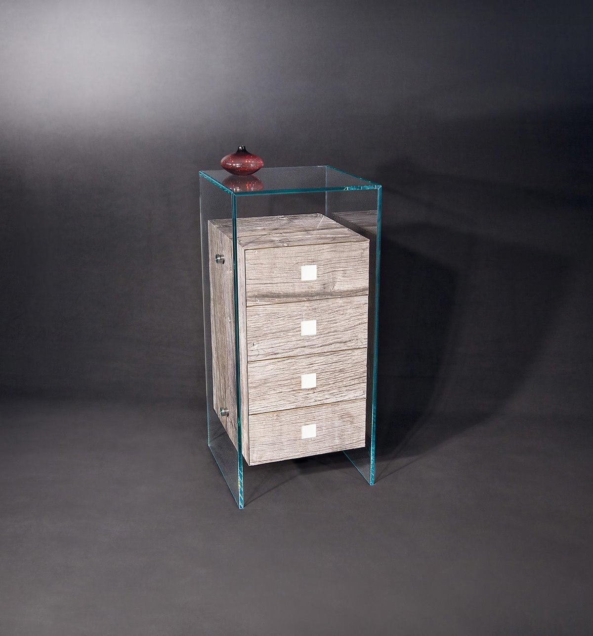 Solid wood chest of drawers FUSION wood 44 by DREIECK DESIGN: OPTIWHITE + wood vintage grey