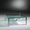 Glass coffee table QUADRO DOUBLE by DREIECK DESIGN: Qd 9942 - FLOATGLASS - intermediate plate satinated - table feet stainless steel brushed