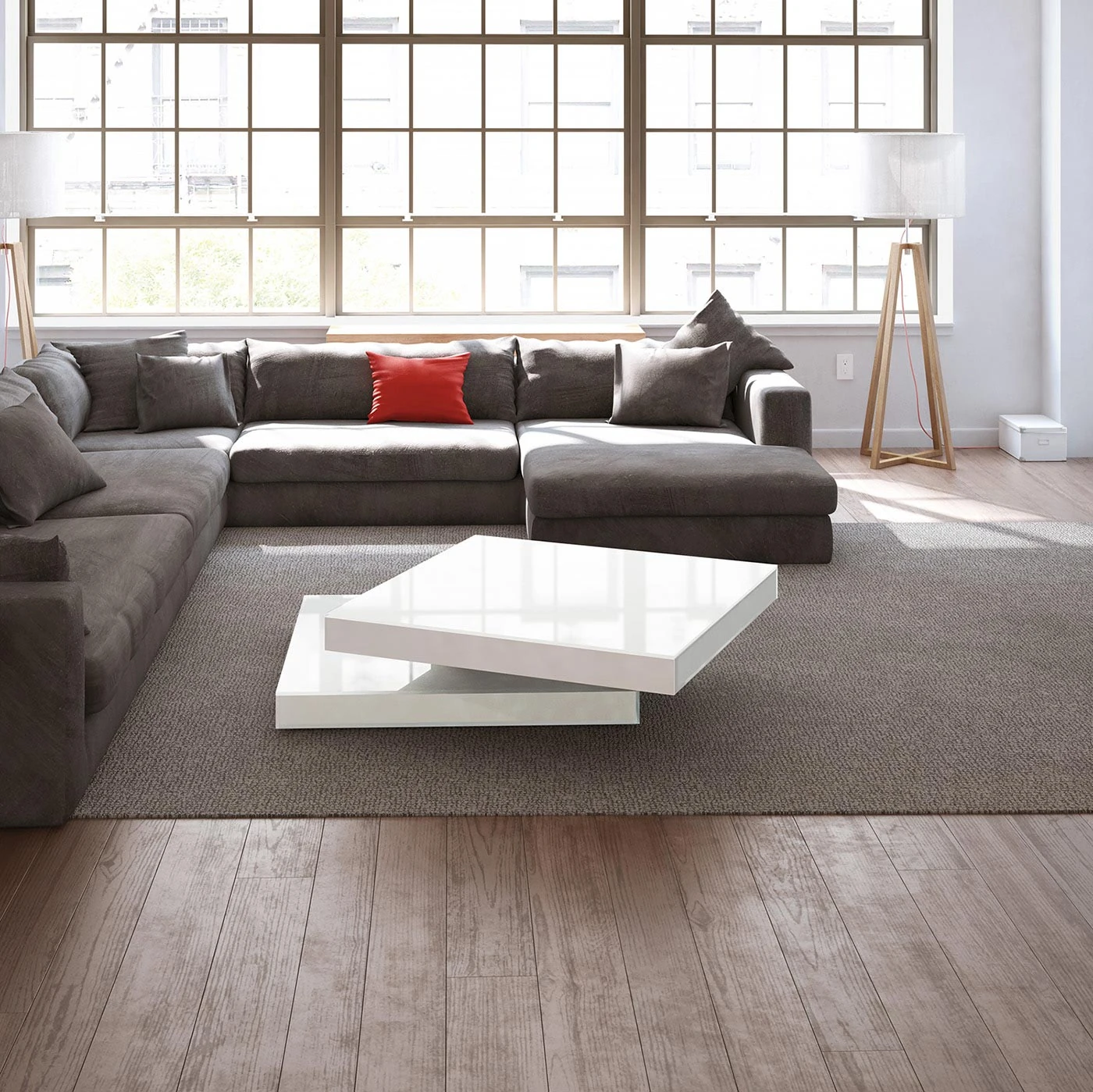 URANUS 100 rotating glass coffee table by DREIECK DESIGN · Optiwhite Color · Pure white