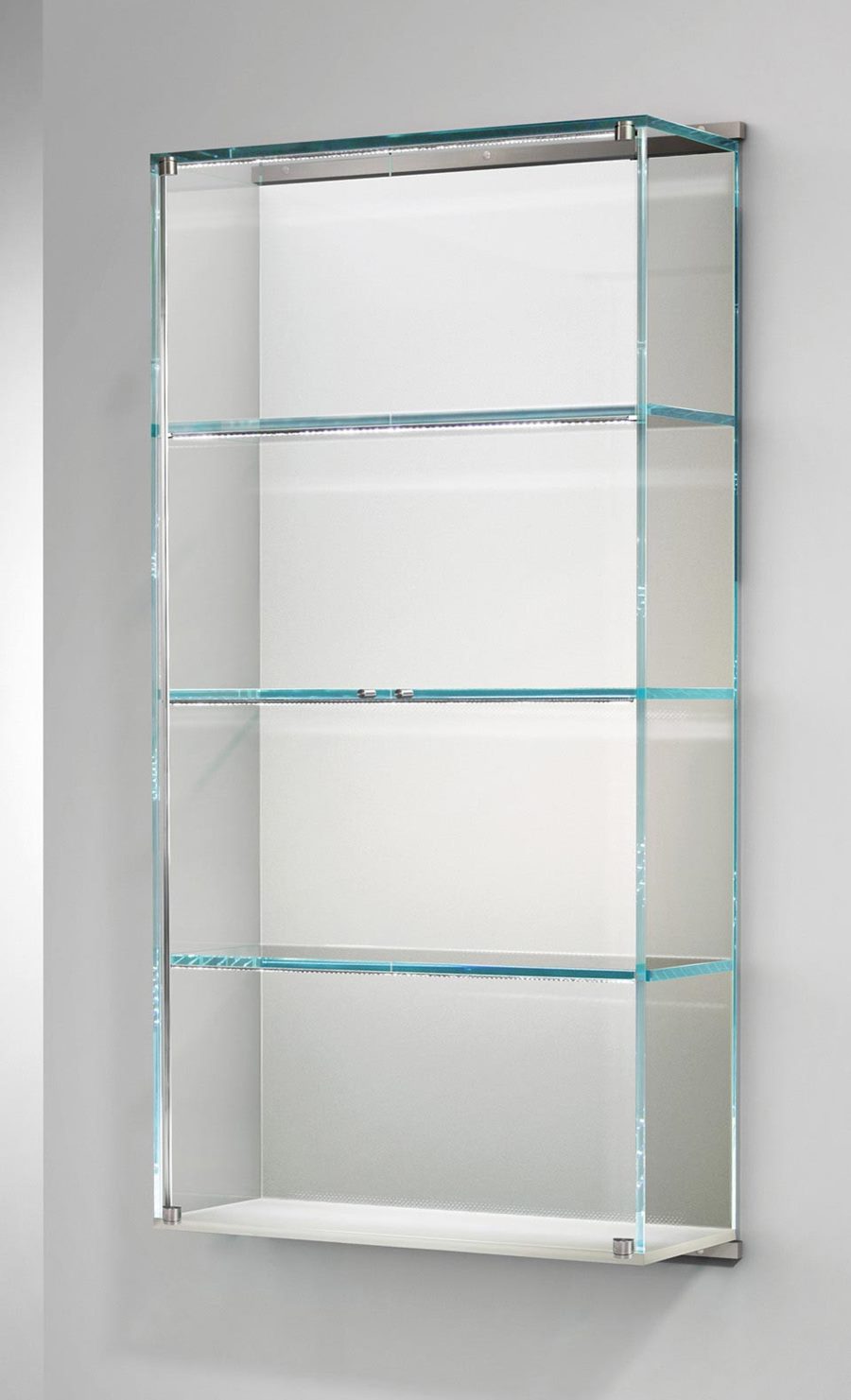 VITRO wall cabinet with a white rear panel and LED lighting