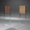 Solid wood console FLAIR 39 by DREIECK DESIGN: Glass OPTIWHITE + solid wood walnut / oak