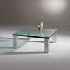 Glascouchtisch mit Edelstahlfüßen QUADRO MAXUM von DREIECK DESIGN: MAXUM 11 - FLOATGLAS - Tischfüße Edelstahl gebürstet